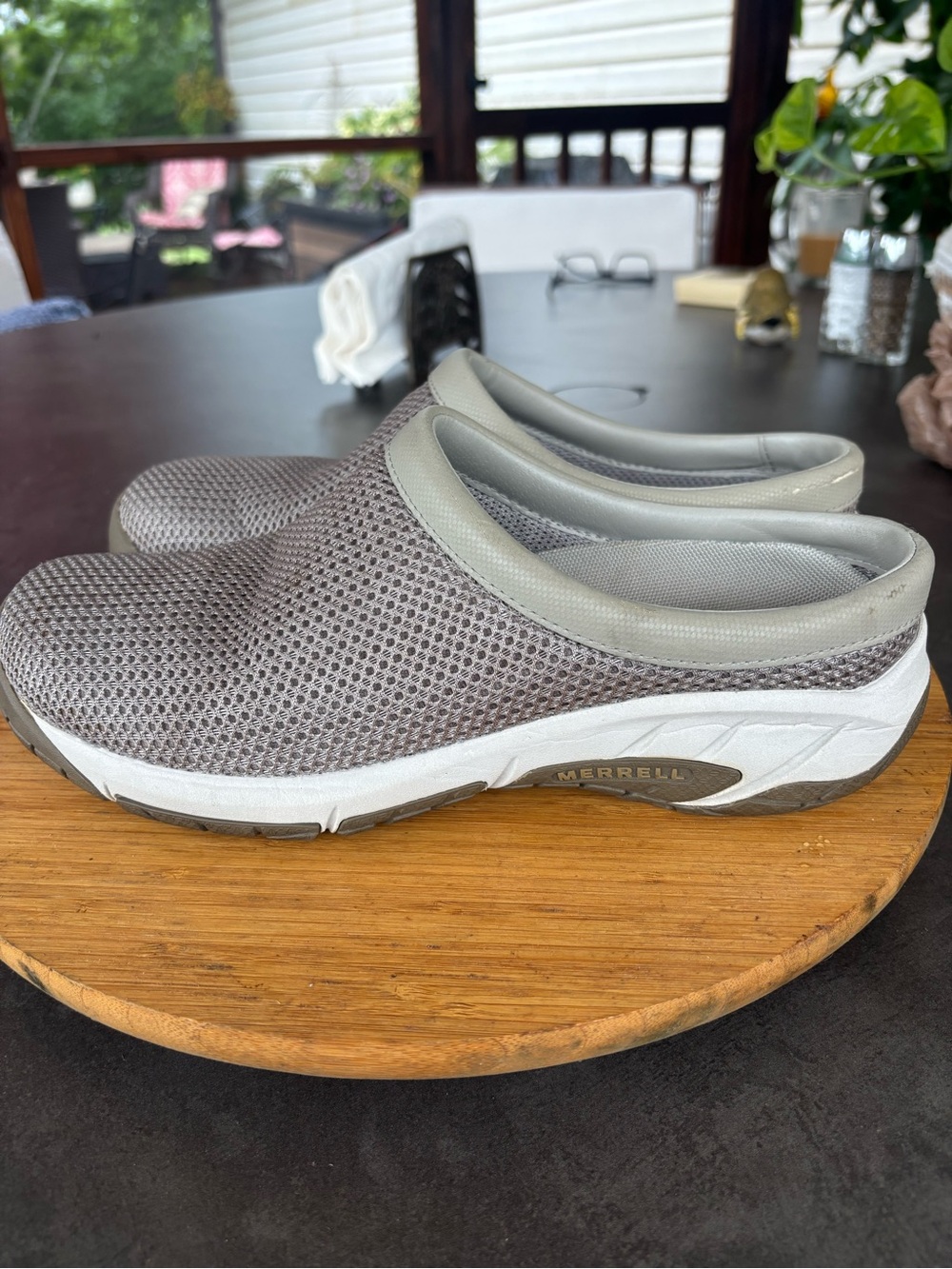 Merrell Women's Light Gray Mesh Slip-On Mules